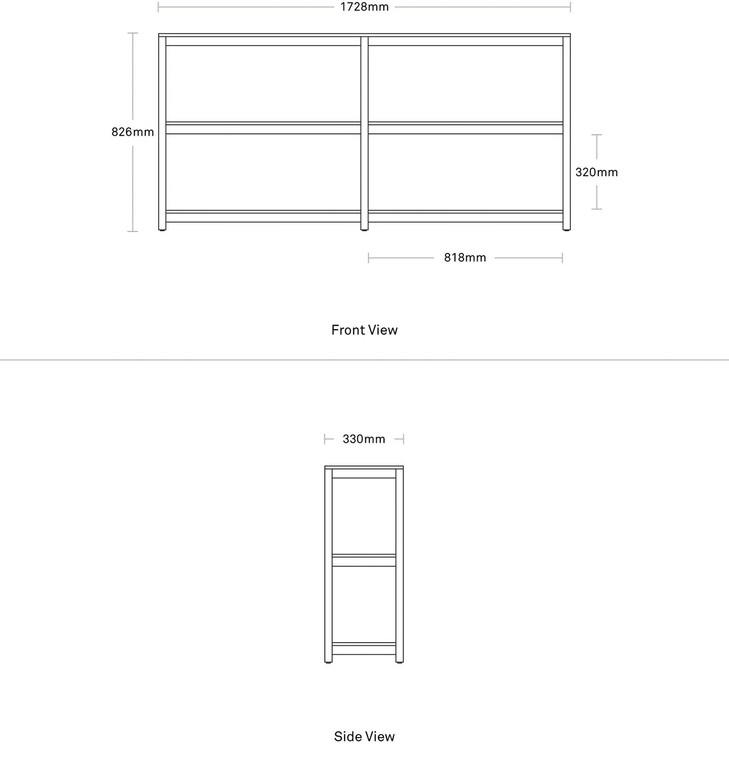 Open Plan Large Low Bookcase
