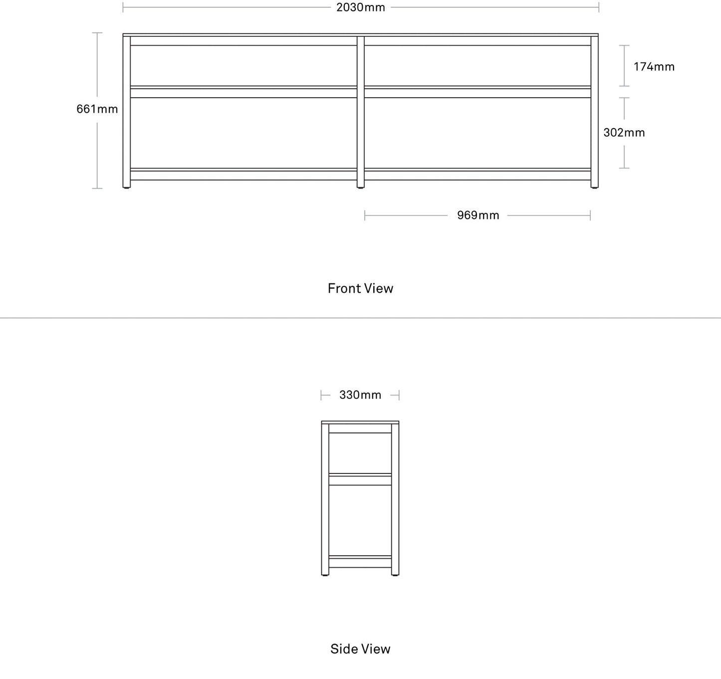 Open Plan Long and Low Bookcase