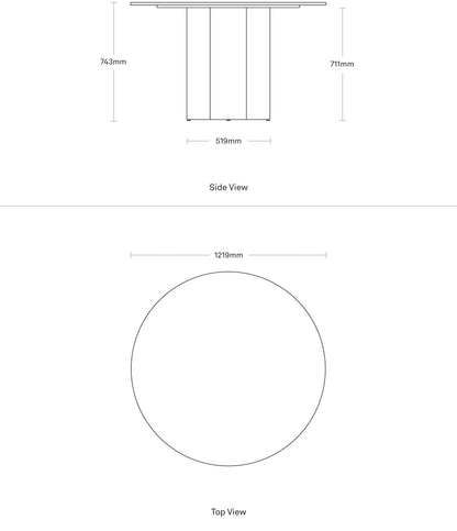 4/4 Round Walnut Dining Table
