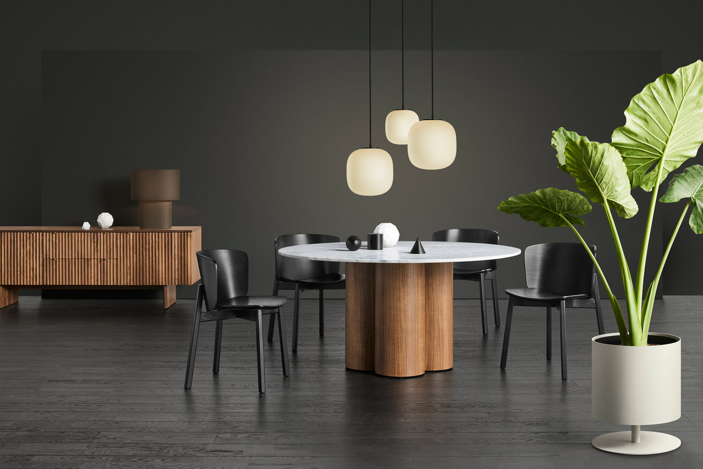 4/4 Round Walnut Dining Table